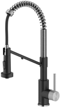 Kraus Bolden Series KFF1610MBSFSB - 2-in-1 Commercial Style Pull Down Kitchen Faucet with Integrated Water Filter Tap for Reverse Osmosis or Water Filtration System in Matte Black / Spot-Free Black Stainless Steel