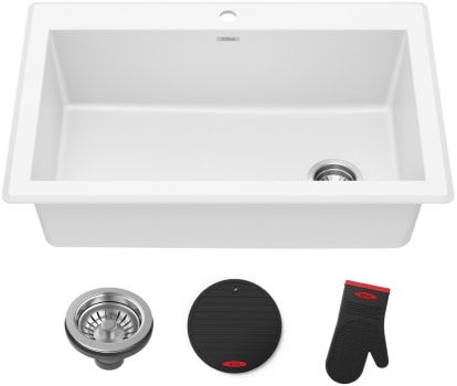 Kraus Forteza Series KGD54WHITE - 33” Granite Drop In / Undermount Single Bowl White Kitchen Sink