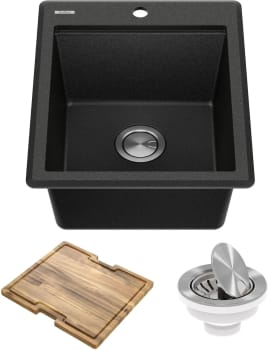 Kraus Bellucci™ KGTW1218MBL - 18 Inch Workstation Drop-In Top Mount Single Bowl Kitchen Sink with Accessories