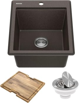 Kraus KGTW1218MBR - 18 Inch Workstation Drop-In Top Mount Single Bowl Kitchen Sink with Accessories