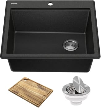 Kraus Bellucci™ KGTW1225MBL - 25 Inch Workstation Drop-In Top Mount Single Bowl Kitchen Sink with Accessories