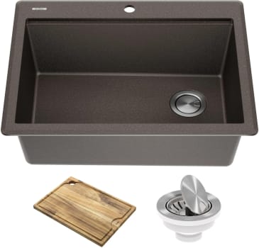 Kraus Bellucci™ KGTW1228MBR - 28 Inch Workstation Drop-In Top Mount Single Bowl Kitchen Sink with Accessories