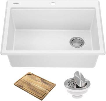 Kraus Bellucci™ KGTW1228WH - 28 Inch Workstation Drop-In Top Mount Single Bowl Kitchen Sink with Accessories