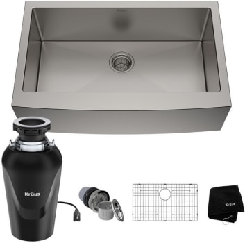 Kraus Standart PRO Series KHF2003310075MB - 33 Inch Apron Front Farmhouse Single Bowl Kitchen Sink with WasteGuard™ Garbage Disposal