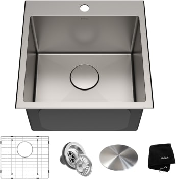 Kraus Standart PRO Series KHT30118 - 18" Drop In / Top Mount 16 Gauge Single Bowl Bar Stainless Steel Kitchen Sink