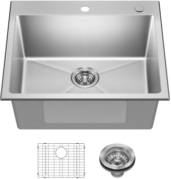 Kraus Fairlane KHT6012510 - 25” Drop In / Top Mount Laundry Utility Single Bowl 18-Gauge Stainless Steel Kitchen Sink