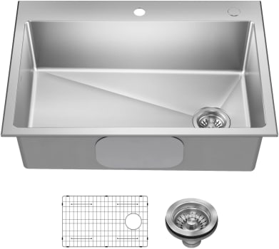 Kraus Fairlane KHT64030 - 30” Drop In / Top Mount Single Bowl 18-Gauge Stainless Steel Kitchen Sink