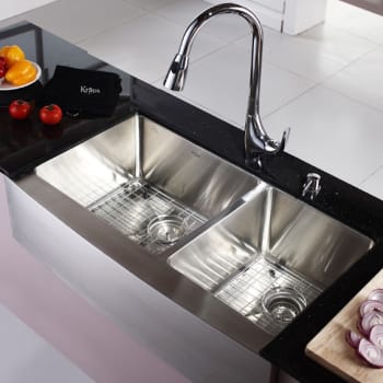 Kraus Khf20336kpf1621ksd30ch 36 Inch Farmhouse Double Bowl Stainless Kraus Kitchen Combo Series Khf20336kpf1621ksd30ch 36 Farmhouse Double Bowl Sink