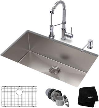 Kraus Standart PRO Series KHU10030161053CH - 30 Inch Undermount Kitchen Sink with Commercial Pull-Down Faucet