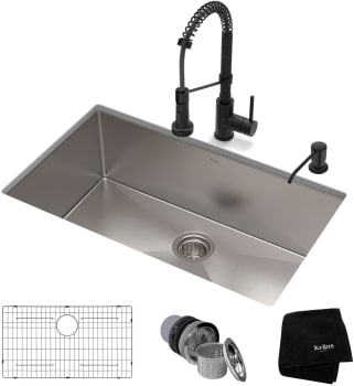 Kraus Standart PRO Series KHU10030161053MB - 30" Undermount Kitchen Sink w/ BoldenCommercial Pull-Down Faucet and Soap Dispenser in Matte Black