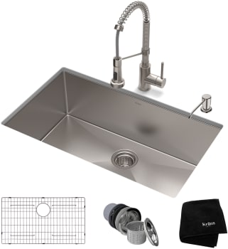 Kraus Standart PRO Series KHU10030161053SS - 30" Undermount Kitchen Sink w/ BoldenCommercial Pull-Down Faucet and Soap Dispenser in Stainless Steel
