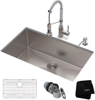 Kraus Standart PRO Series KHU10030161053SSCH - 30" Undermount Kitchen Sink w/ BoldenCommercial Pull-Down Faucet and Soap Dispenser in Stainless Steel/Chrome