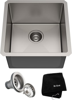 Kraus Standart PRO Series KHU10117 - 17" Undermount Single Bowl 16 Gauge Stainless Steel Bar Kitchen Sink with Accessories