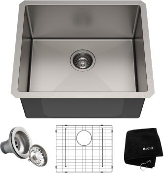 Kraus Standart PRO Series KHU10121 - 21" Undermount Single Bowl 16 Gauge Stainless Steel Kitchen Sink with Accessories
