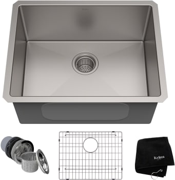 Kraus Standart PRO Series KHU10123 - 23" Undermount Single Bowl 16 Gauge Stainless Steel Kitchen Sink with Accessories