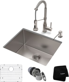 Kraus Standart PRO Series KHU10123161053SS - 23" Undermount Kitchen Sink w/ Bolden Commercial Pull-Down Faucet and Soap Dispenser in Stainless Steel