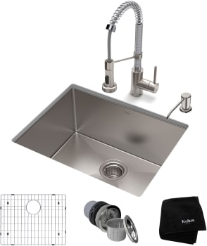 Kraus Standart PRO Series KHU10123161053SSCH - 23 Inch Undermount Single Bowl Kitchen Sink with Commercial Pull-Down Faucet, Soap Dispenser
