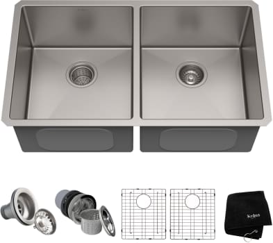 Kraus Standart PRO Series KHU10233 - 33 Inch Undermount 16 Gauge Stainless Steel 50/50 Double Bowl Kitchen Sink