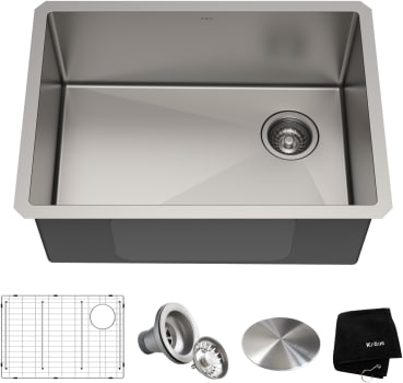Kraus Standart PRO Series KHU11125 - 25" Undermount Single Bowl 16 Gauge Stainless Steel Kitchen Sink with Accessories