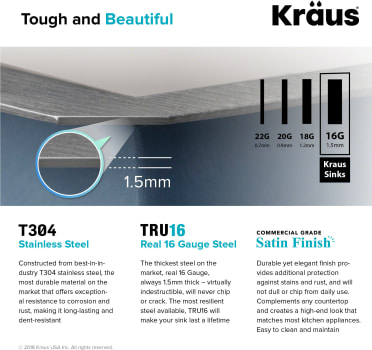 Kraus KHU32 31-1/2 Inch Single Bowl Stainless Steel Kitchen Sink with ...