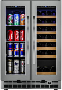 Koolmore KMCWB1830SS - 24 in. Dual Zone, Full Glass Door, 21-Bottle/60-Can Wine and Beverage Cooler, Freestanding or Built-in Unit, 4 cu ft. KM-CWB1830-SS.