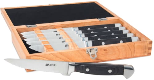 Lynx LSTK - 6-Piece Stainless Steel Steak Knife Set In Wood Presentation Box
