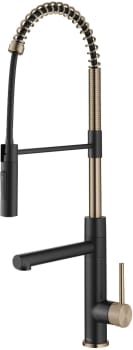 Kraus Artec Pro Series KPF1604SFACBMB - Commercial Style Pull-Down Single Handle Kitchen Faucet with Pot Filler in Spot Free Antique Champagne Bronze / Matte Black