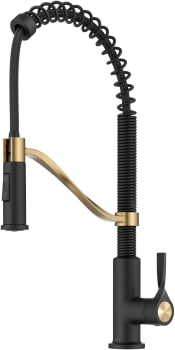 Kraus KPF2635SFBBMB - TorakTM Commercial Style 2-Function Single Handle Pull Down Kitchen Faucet in Spot-Free Brushed Brass / Matte Black