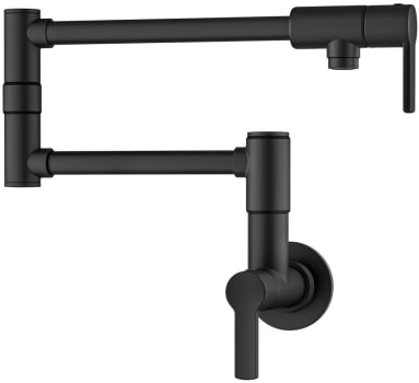 Kraus Oletto Series KPF5001MB - Wall Mount Pot Filler Kitchen Faucet with Retractable Arm in Matte Black