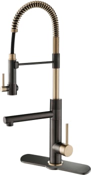 Kraus Artec Pro Series KPF1603SBBGDP03SB - Artec Pro™ 2-Function Commercial Style Pre-Rinse Kitchen Faucet with Pull-Down Spring Spout and Pot Filler in Black Stainless Steel/Brushed Gold