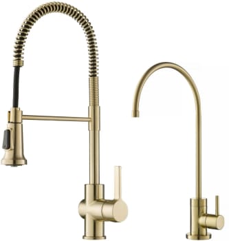 Kraus Britt™ Series KPF1690FF100SFACB - Britt™ Commercial Style Kitchen Faucet and Water Filter Faucet Combo in Spot Free Antique Champagne Bronze