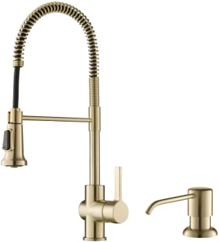 Kraus Britt™ Series KPF1690KSD53SFACB - Britt™ Single Handle Commercial Kitchen Faucet with Deck Plate and Soap Dispenser in Spot Free Antique Champagne Bronze Finish