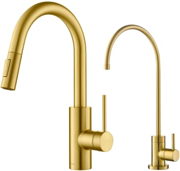 Kraus Oletto Series KPF2620FF100BB - Oletto™ Pull-Down Kitchen Faucet and Water Filter Faucet Combo in Brushed Brass