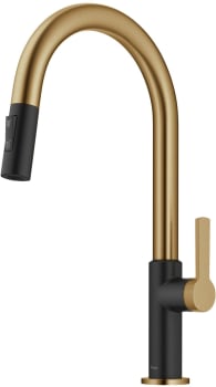 Kraus Oletto Series KPF2820BBMB - Single Handle Pull Down Kitchen Faucet in Spot-Free Brushed Brass / Matte Black