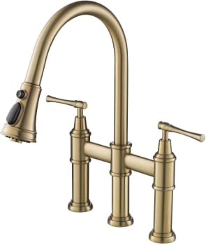 Kraus Allyn KPF3121BG - Allyn™ Transitional Bridge Kitchen Faucet with Pull-Down Sprayhead in Brushed Gold