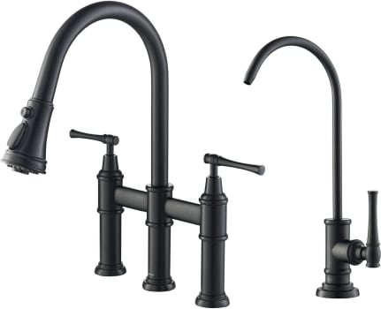 Kraus Allyn KPF3121FF102MB - Allyn™ Transitional Bridge Kitchen Faucet and Water Filter Faucet Combo in Matte Black