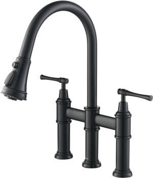 Kraus KPF3121MB - Allyn™ Transitional Bridge Kitchen Faucet with Pull-Down Sprayhead in Matte Black