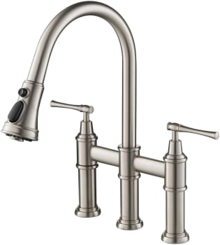 Kraus Allyn KPF3121SFS - Allyn™ Transitional Bridge Kitchen Faucet with Pull-Down Sprayhead in Spot Free Stainless Steel