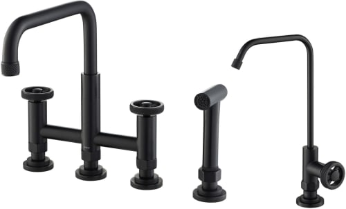 Kraus Urbix KPF3125FF101MB - Urbix™ Industrial Bridge Kitchen Faucet and Water Filter Faucet Combo in Matte Black