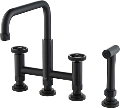 Kraus KPF3125MB - Urbix™ Industrial Bridge Kitchen Faucet with Side Sprayer in Matte Black