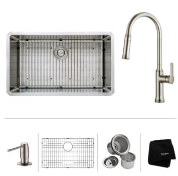 Kraus Khu10032163042ss 32 Inch Undermount Stainless Steel Sink With Kraus Nola Series Khu10032163042ss Stainless Steel Set
