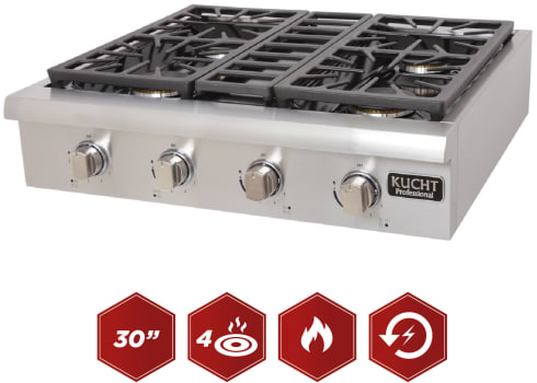 Kucht Professional KRT301GU - 30 Inch Gas Rangetop with 4 Sealed Burners