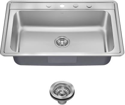 Kraus KTM10033 - 33” Drop In / Top Mount Single Bowl 18-Gauge Stainless Steel Kitchen Sink