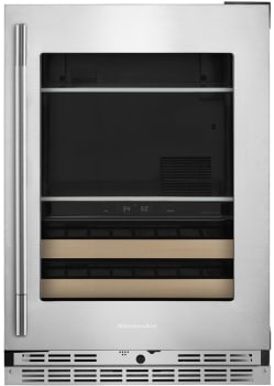 KitchenAid 24" Beverage Center W/ Glass Door & Wood-Front Racks In Stainless Finish Kubr524sps on Fridge.com - View 2