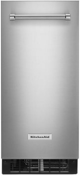 KitchenAid KUIX535HPS 15 Inch Built In Undercounter Clear Ice Maker with 25 lbs. Ice Storage Capacity PrintShield Finish Fully Flush Installation Self Cleaning Cycle Filter Ready Built In Drain Pump S...