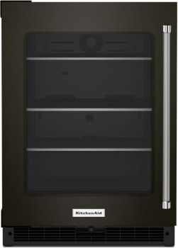 KitchenAid 24" Undercounter Refrigerator w/ Glass Door & Shelves Metallic Accentsand Printshield Finish in Black Stainless Steel KURL314KBS on Fridge.com