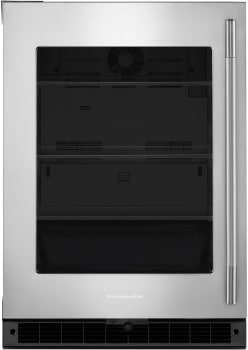 KitchenAid 24" Undercounter Refrigerator w/ Glass Door in Black Cabinet/Stainless Doors KURL324SSB on Fridge.com
