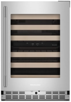 KitchenAid KUWR524SPS - 24" Undercounter Wine Cellar with Full-Extension Wood-Front Racks