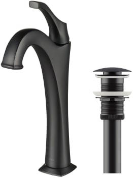 Kraus Arlo Series KVF1200MB - Single Handle Vessel Bathroom Faucet with Pop-Up Drain in Matte Black