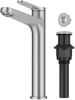 Kraus Indy™ Series KVF1410SFBN - Single Handle Vessel Bathroom Faucet in Spot-Free Brushed Nickel with Pop Up Drain and Supply Lines